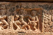 The great Chola temples of Tamil Nadu - The Airavatesvara temple of Darasuram. Detail of the panels of the prakara-wall with scenes of dance.